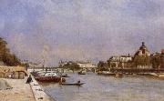 Stanislas lepine Paris,Pont des Arts oil on canvas